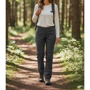 Lucy Womens Hiking Pant Cargo Convertible Pants Shorts Gray M Medium Lightweight